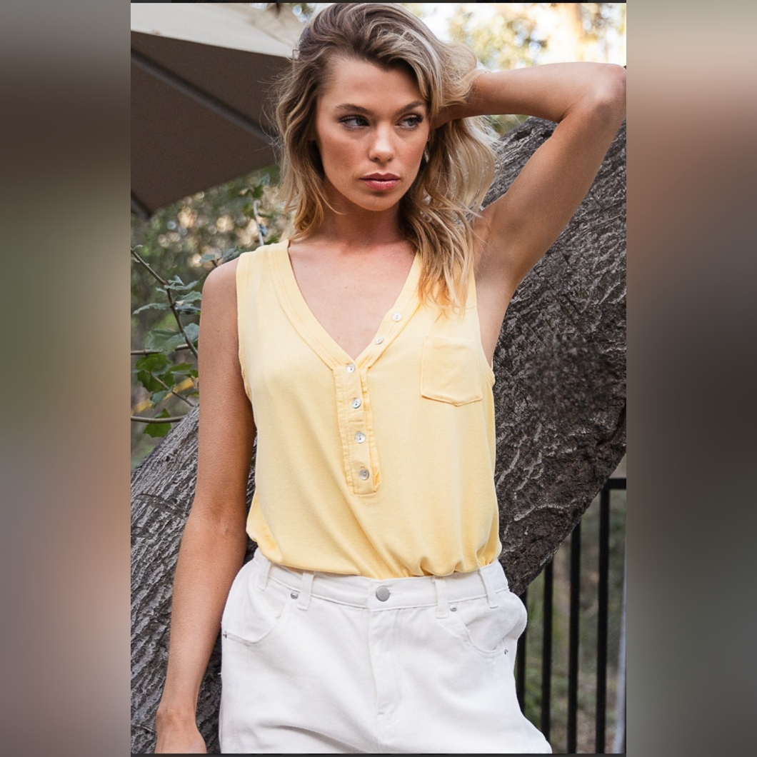 489 Pol Buttoned Elegance Sleeveless Top